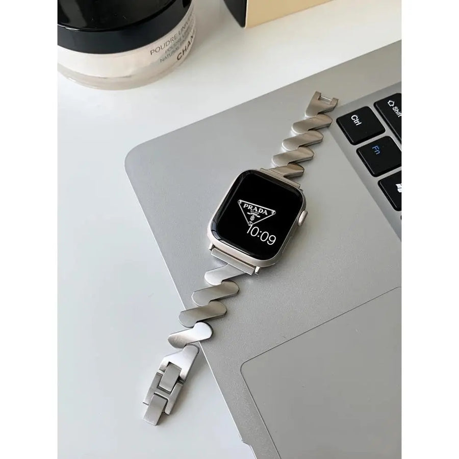 Stainless Steel Z-Wave Band for Apple Watch Series 11/10/9/8/7/6/5/4 and SE