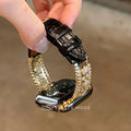 Floral rhinestone crocodile-textured band for Apple Watch, main view 1