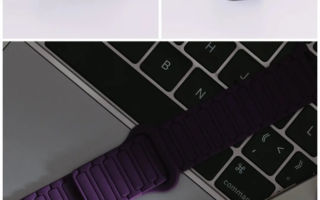 二代三株磁吸硅胶iwatch表带适用于AppleWatchSe78910Ultra · blackpink 46mm（s10s11s12）苹果表盘适用 商品图 27