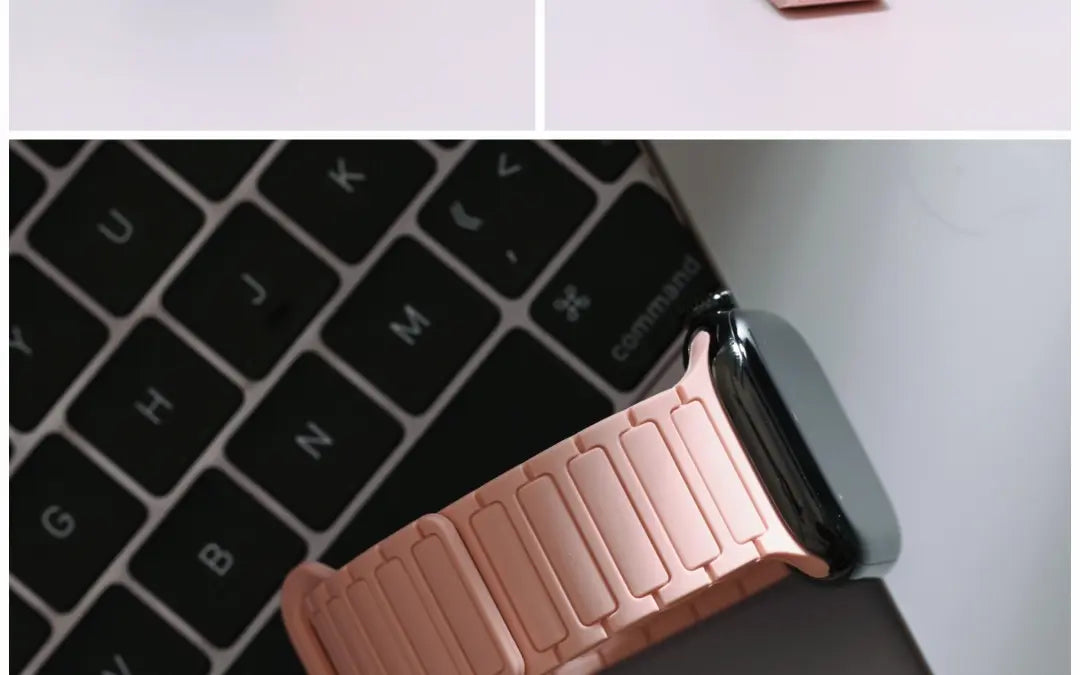 二代三株磁吸硅胶iwatch表带适用于AppleWatchSe78910Ultra · blackpink 46mm（s10s11s12）苹果表盘适用 商品图 30