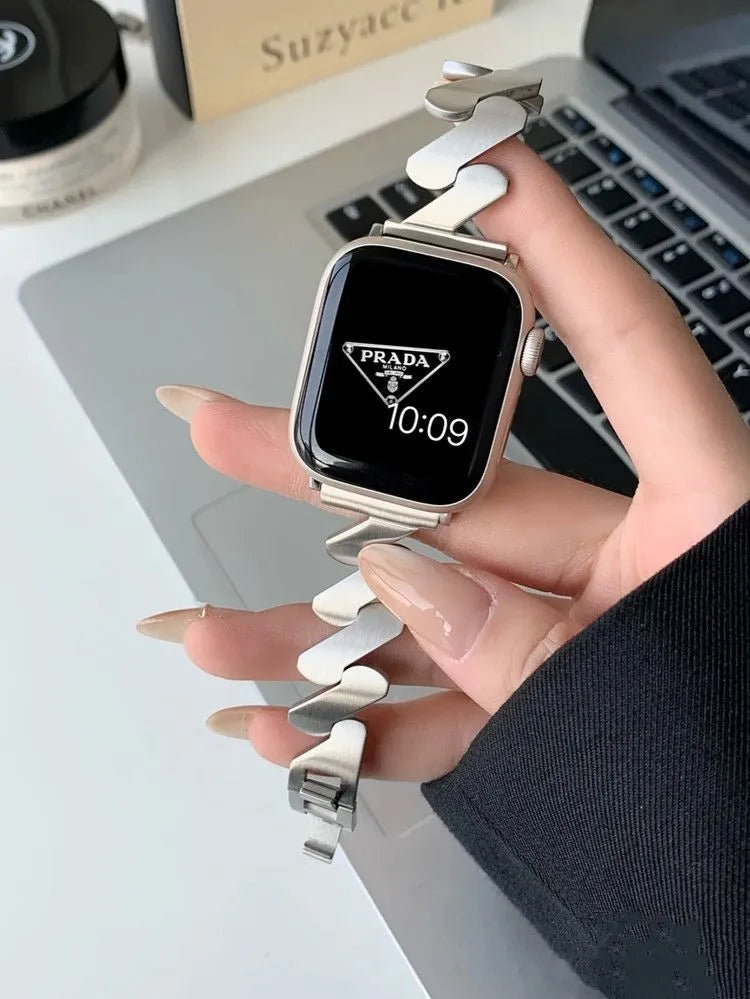 Stainless steel Z-wave Apple Watch band