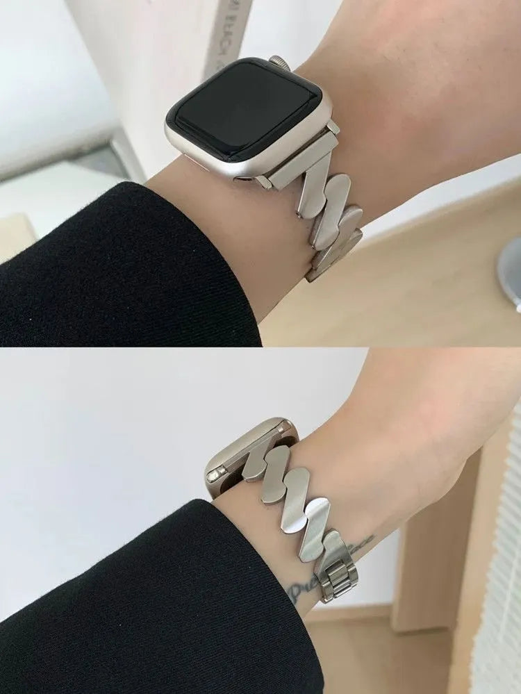 Stainless steel Z-wave Apple Watch band
