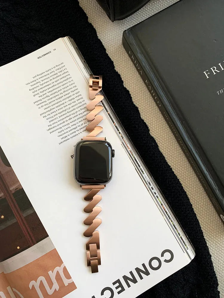 Stainless steel Z-wave Apple Watch band
