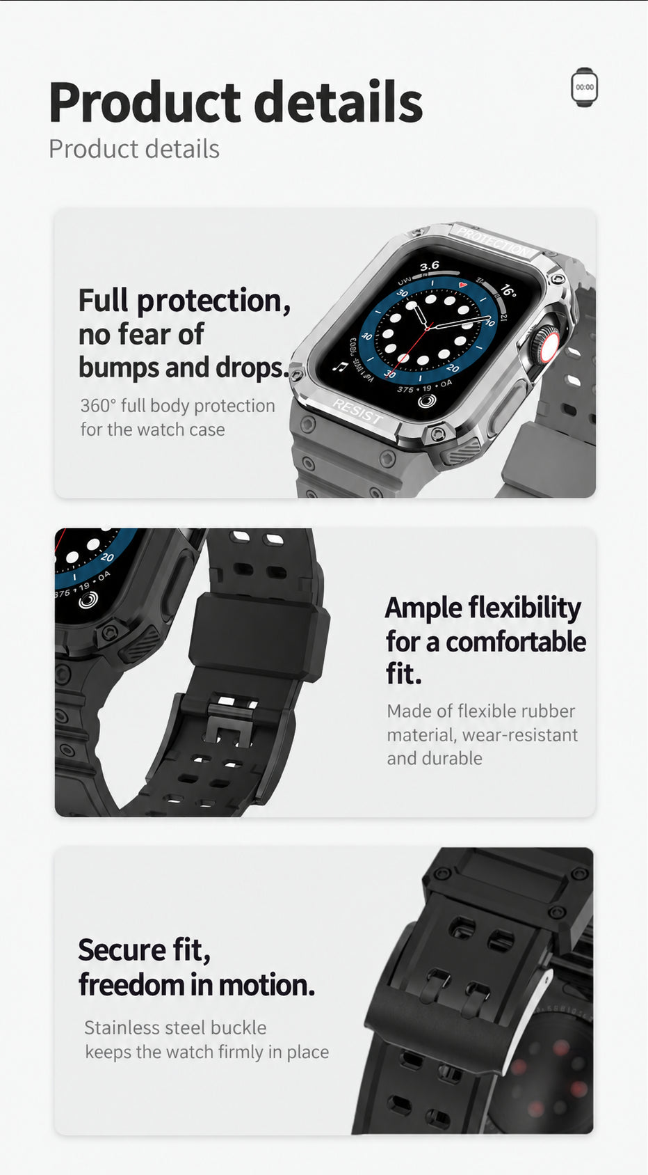 Integrated Glacier-Style Women's Band for Apple Watch Series 9/8/7/6/5, detail 5