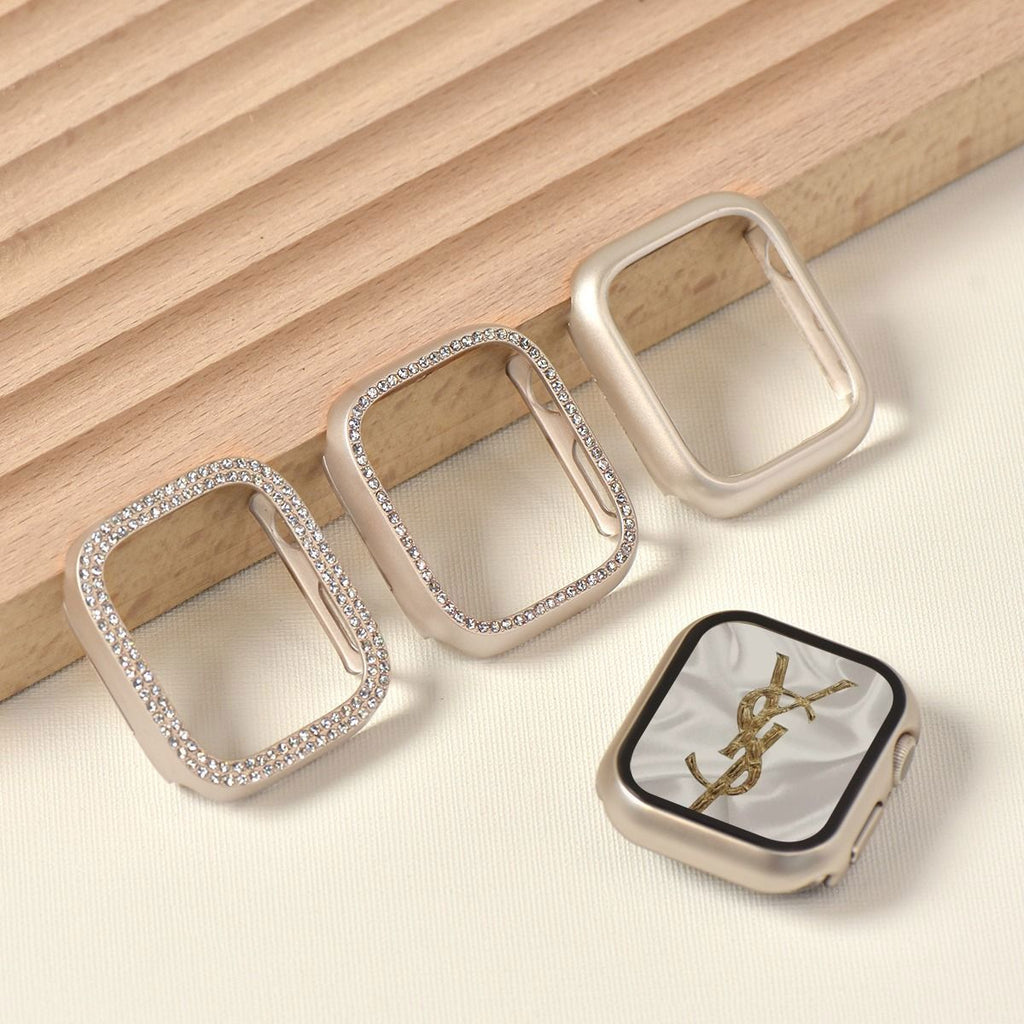 Starlight Integrated PC Case and Screen Protector with Single Rhinestone Row for Apple Watch Series 10/9/8/7/6/5/4/3/2 and SE, main view 3