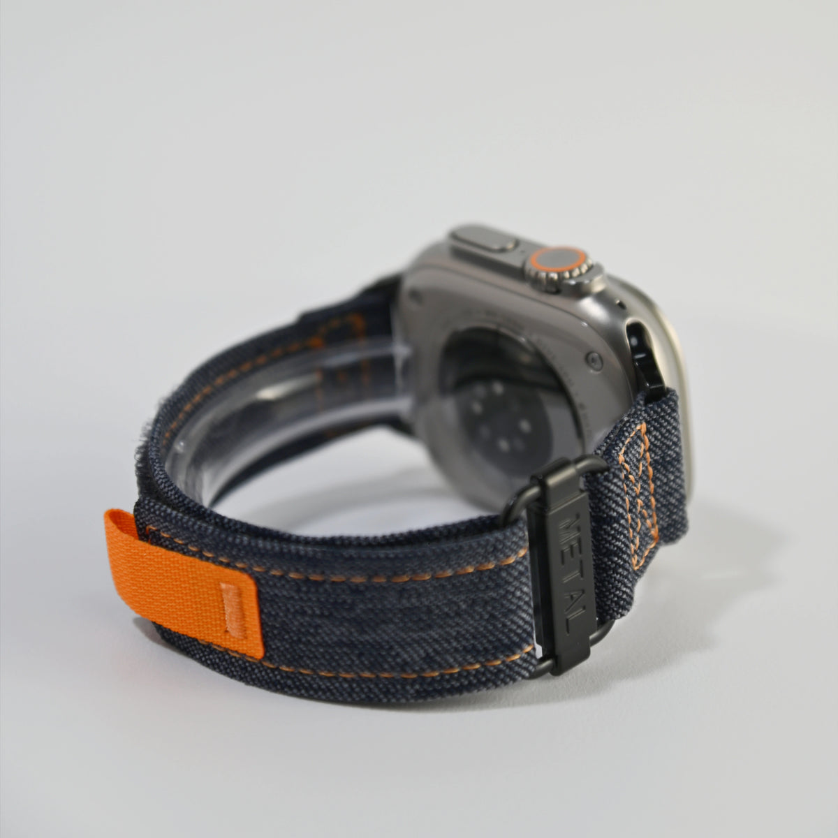 Denim Blue color variant of canvas trail loop Apple Watch band