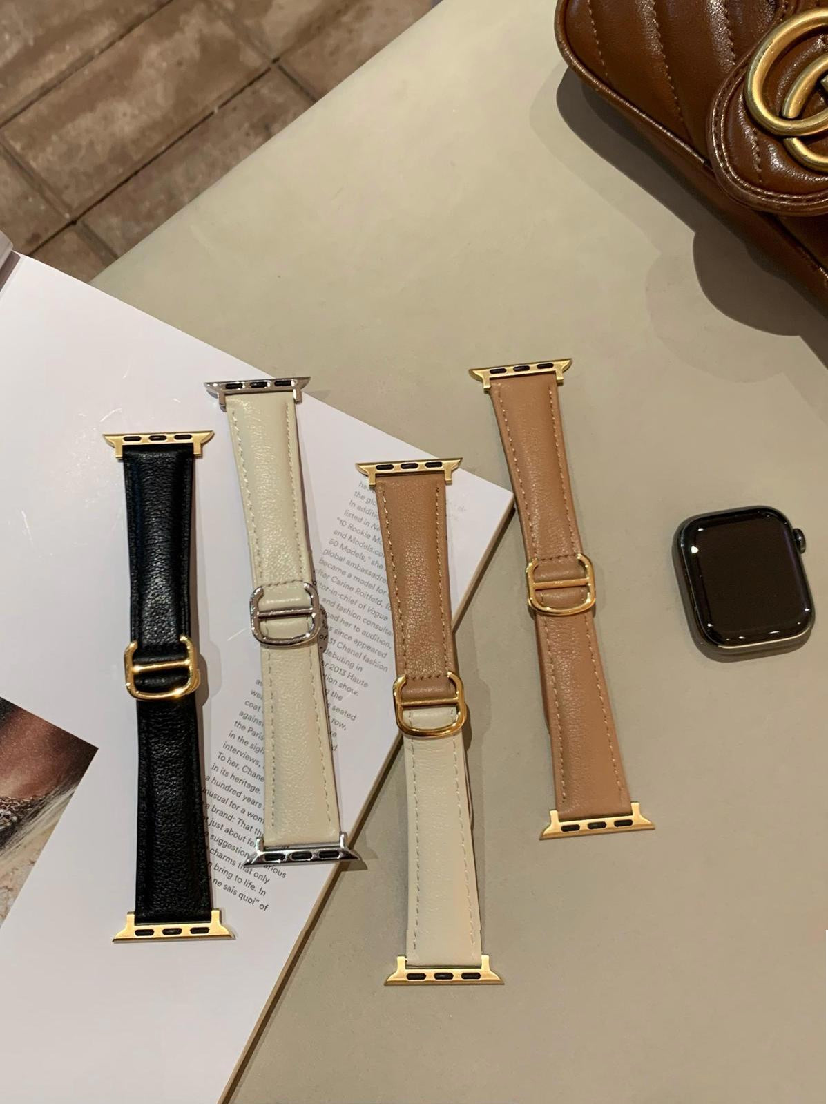 Adjustable Double-D Butterfly-Clasp Vintage Genuine Leather Band for Apple Watch Series 10/9/8/7/6/5 and SE, detail view 4