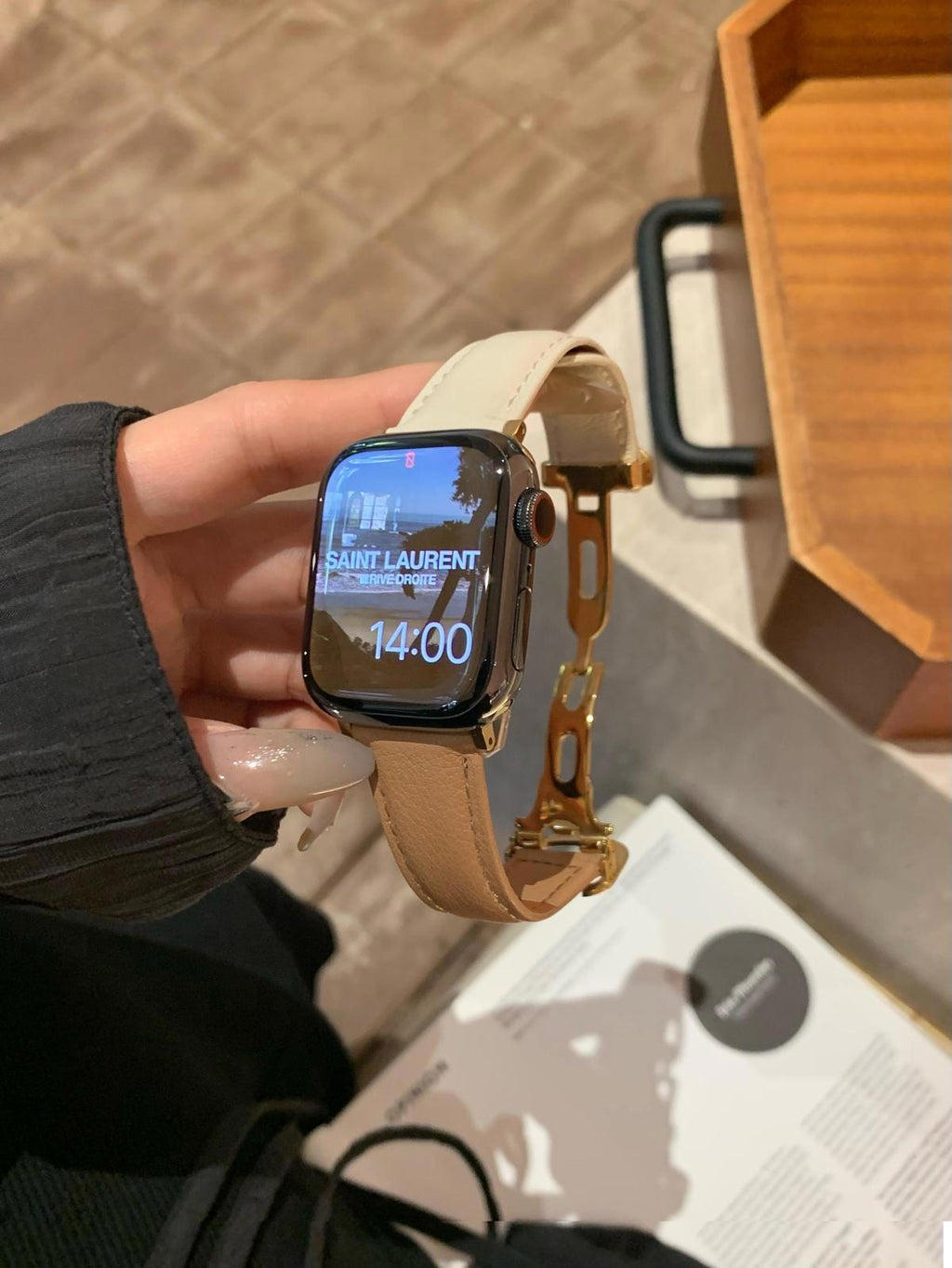 Adjustable Double-D Butterfly-Clasp Vintage Genuine Leather Band for Apple Watch Series 10/9/8/7/6/5 and SE, detail view 10