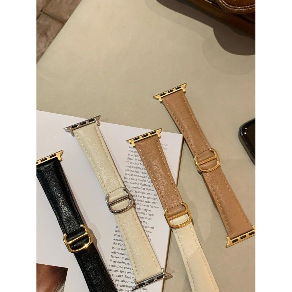 Adjustable Double-D Butterfly-Clasp Vintage Genuine Leather Band for Apple Watch Series 10/9/8/7/6/5 and SE, main view 6