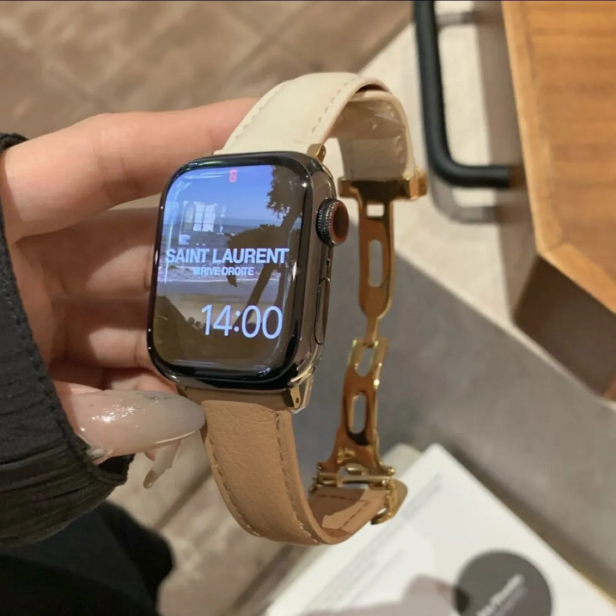 Adjustable Double-D Butterfly-Clasp Vintage Genuine Leather Band for Apple Watch Series 10/9/8/7/6/5 and SE, sku view 15