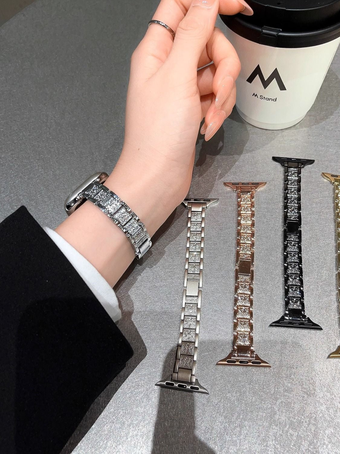 Slim Full-Rhinestone Metal Chain Band for Apple Watch Series 11/10/9/8/7/6/5/4 and SE, detail view 3