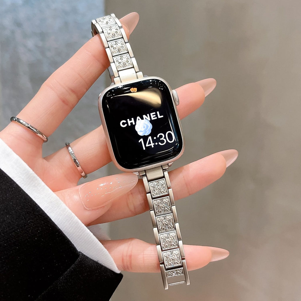 Slim Full-Rhinestone Metal Chain Band for Apple Watch Series 11/10/9/8/7/6/5/4 and SE, sku view 1