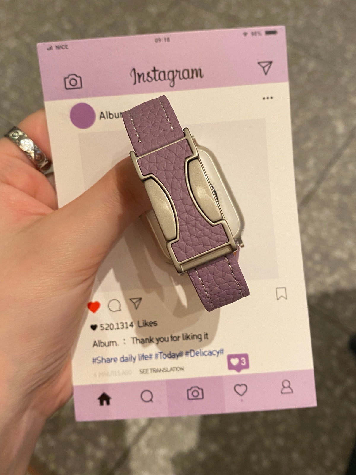 Joan's Double-C Clasp Slim-Waist Pebbled Band for Apple Watch Series 10/9/8 and Huawei Watches