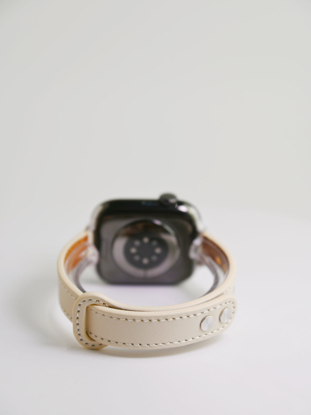 Double-Stud Slim-Waist Genuine Leather iWatch Band for Apple Watch Series 6/7/9/10/12 and SE, main view 2