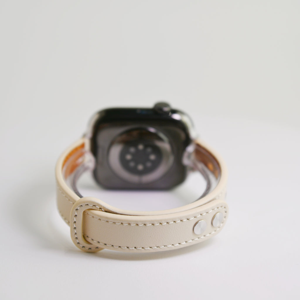 Double-Stud Slim-Waist Genuine Leather iWatch Band for Apple Watch Series 6/7/9/10/12 and SE, sku view 1