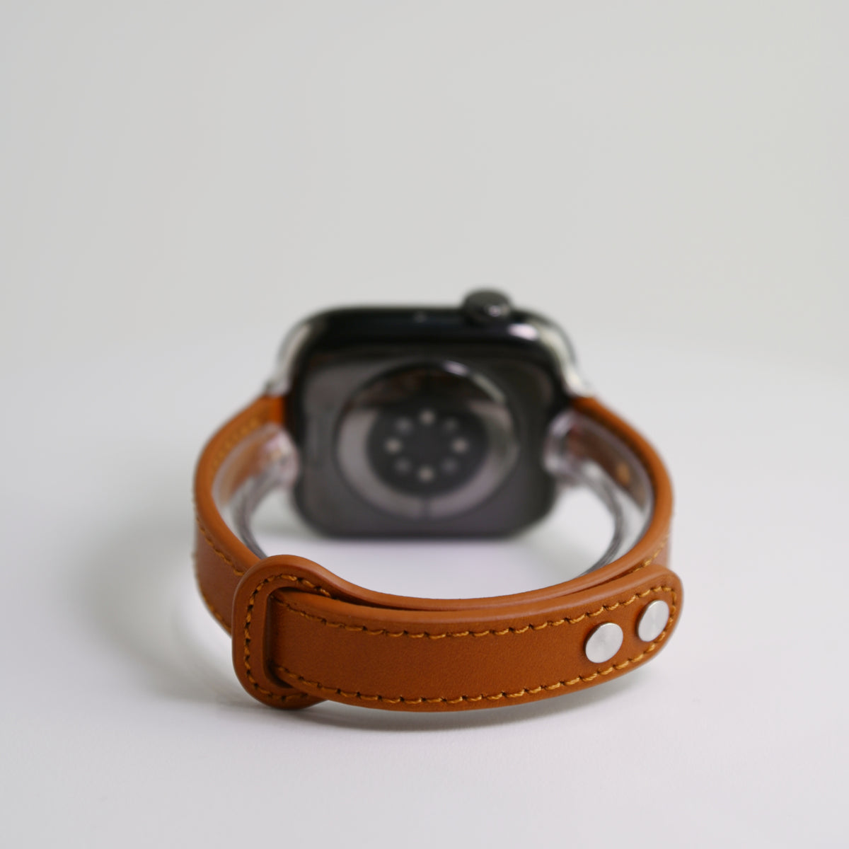 Double-Stud Slim-Waist Genuine Leather iWatch Band for Apple Watch Series 6/7/9/10/12 and SE, sku view 3