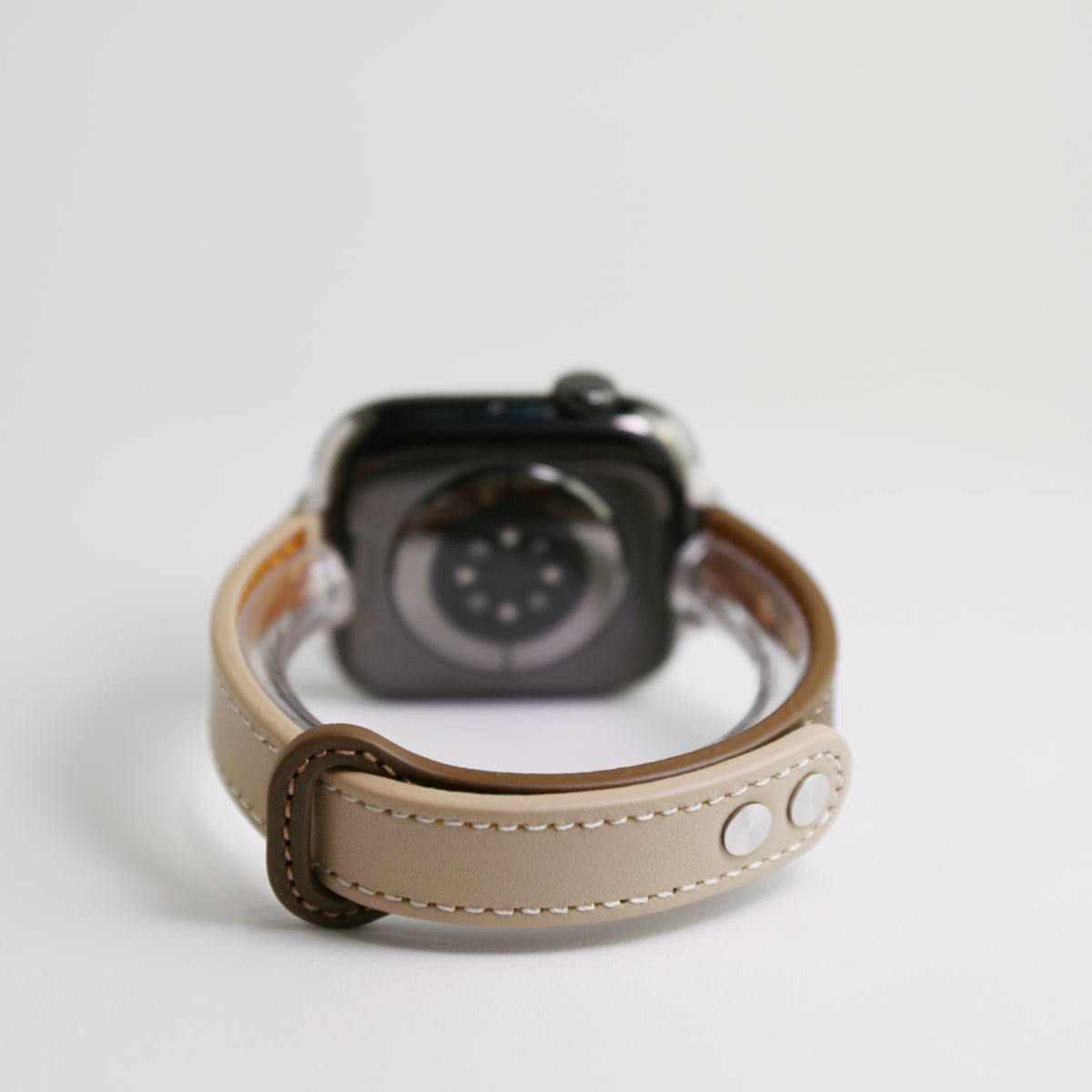 Double-Stud Slim-Waist Genuine Leather iWatch Band for Apple Watch Series 6/7/9/10/12 and SE, sku view 8