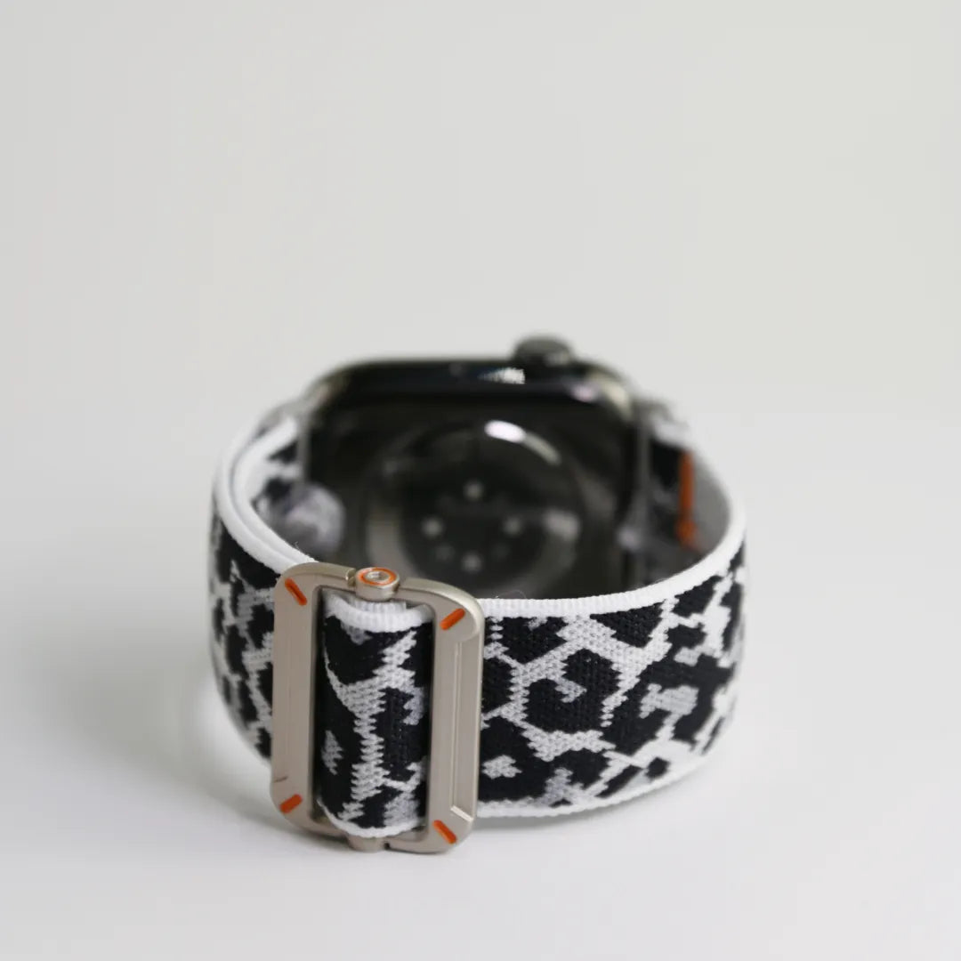 Fine-Woven Utility Watch Band for Apple Watch SE, Series 6–10 and Ultra, White Leopard Print