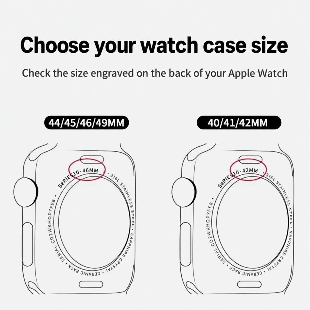 Slim Genuine Leather D-Folding-Clasp Band for Apple Watch Series 10/9/7/6/5/4 and SE