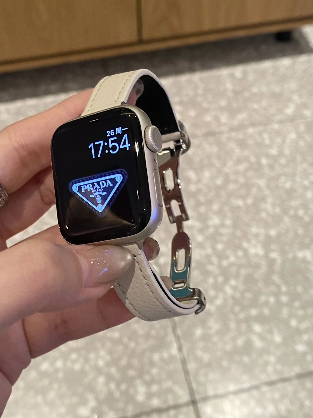 Slim Genuine Leather D-Folding-Clasp Band for Apple Watch Series 10/9/7/6/5/4 and SE