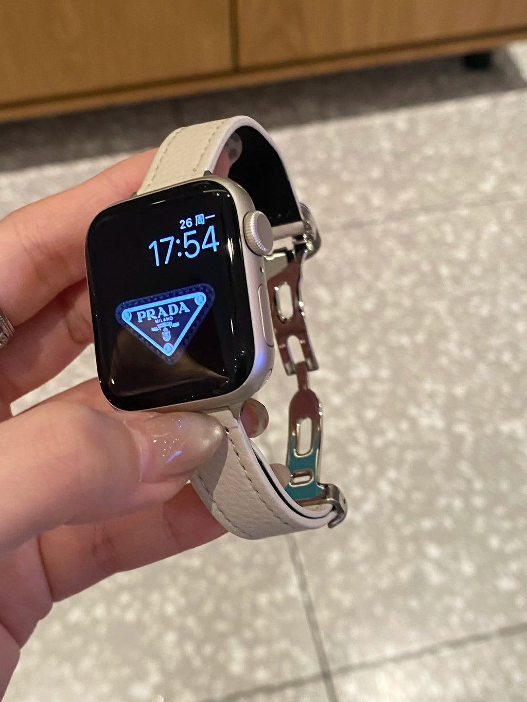 Slim Genuine Leather D-Folding-Clasp Band for Apple Watch Series 10/9/7/6/5/4 and SE