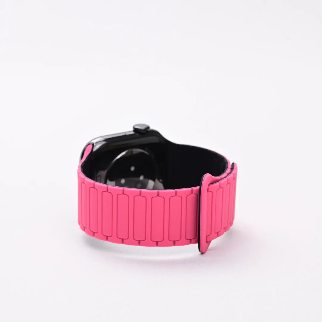 Second-Generation Triple-Stud Magnetic Silicone Band for Apple Watch SE, Series 7–10 and Ultra, Black / Pink