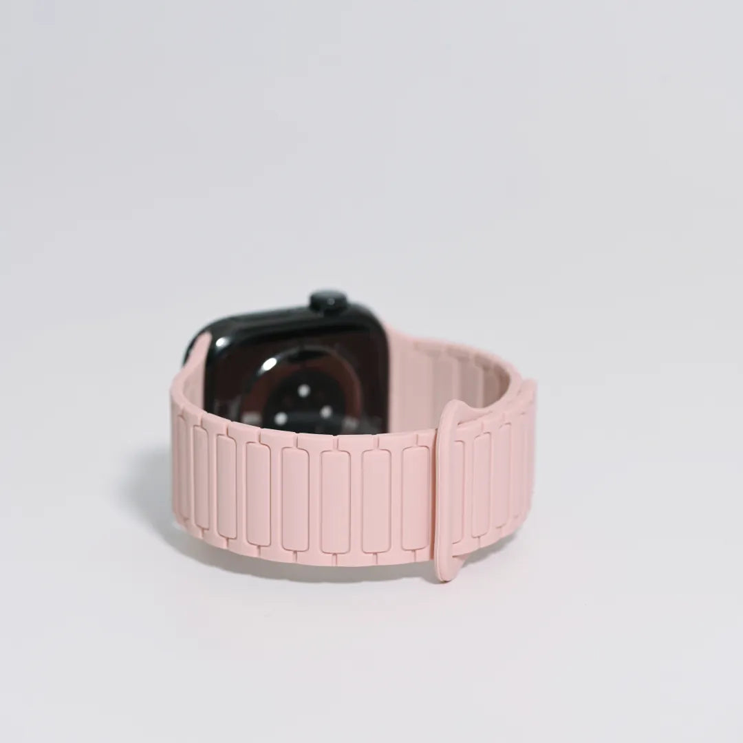 Second-Generation Triple-Stud Magnetic Silicone Band for Apple Watch SE, Series 7–10 and Ultra, Pink Sand