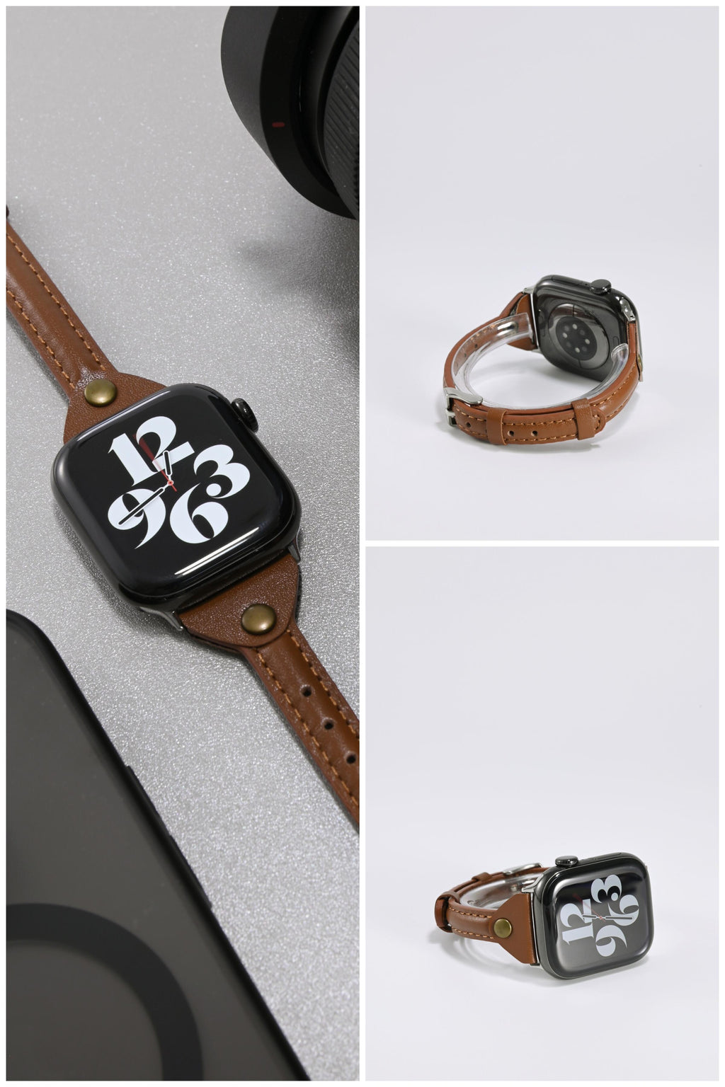 T-Stud Slim-Waist Genuine Leather iWatch Band for Apple Watch SE and Series 6/7/8/9/10, detail view 2