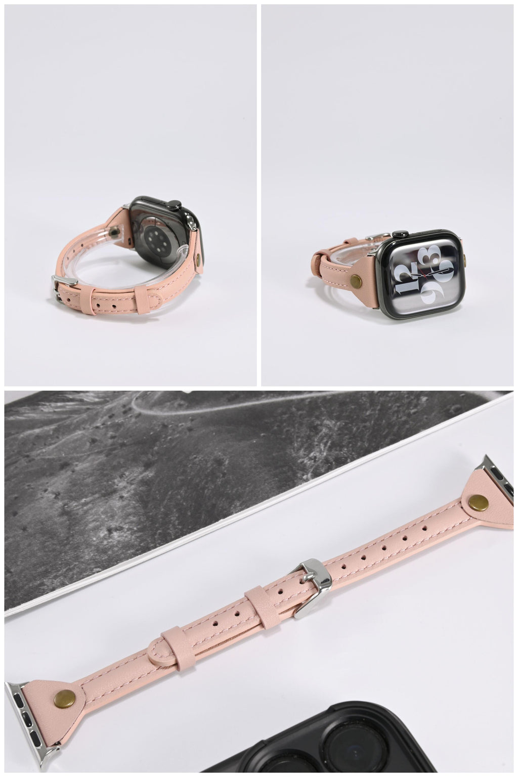 T-Stud Slim-Waist Genuine Leather iWatch Band for Apple Watch SE and Series 6/7/8/9/10, detail view 5