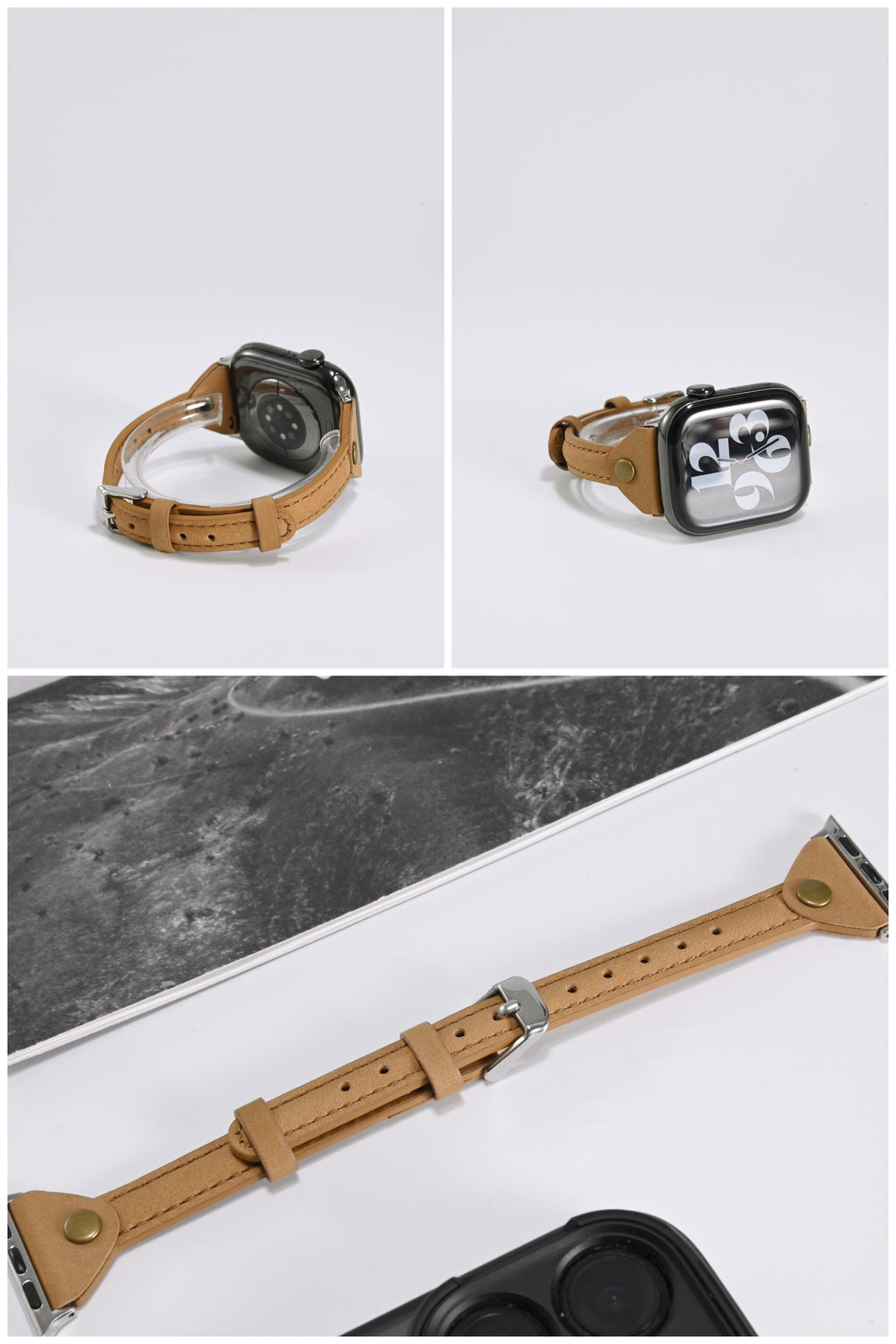 T-Stud Slim-Waist Genuine Leather iWatch Band for Apple Watch SE and Series 6/7/8/9/10, detail view 8