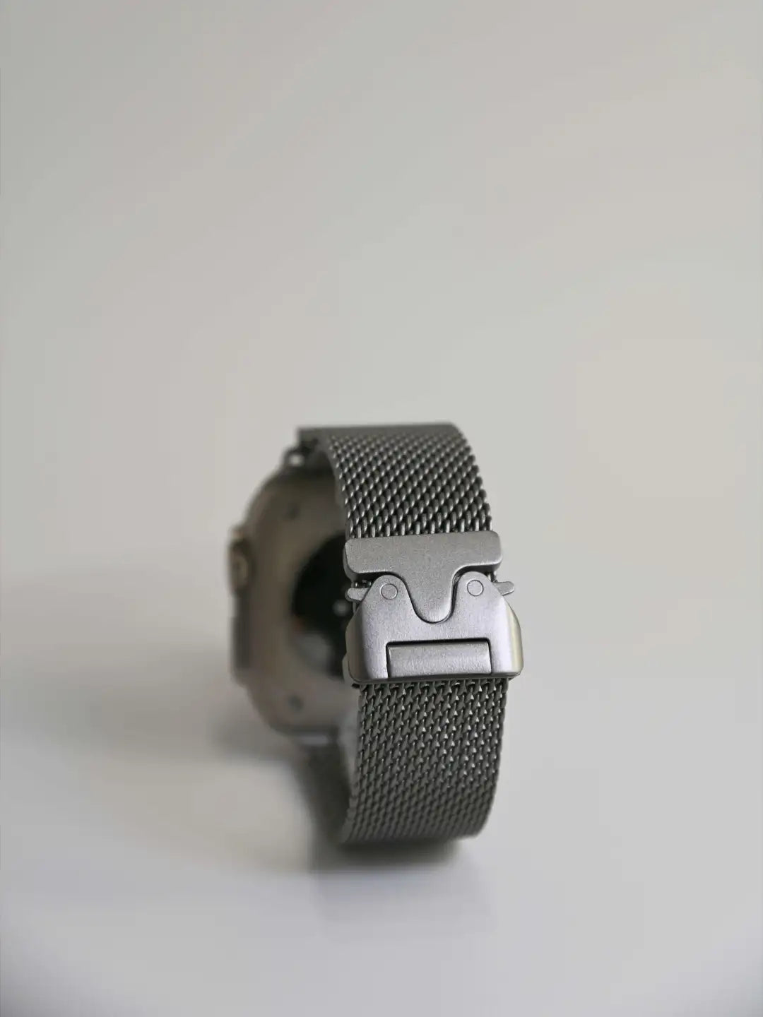 Titanium-color stainless steel Milanese Apple Watch band — view 3