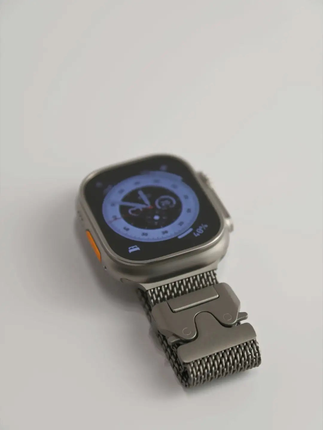 Titanium-color stainless steel Milanese Apple Watch band — view 4