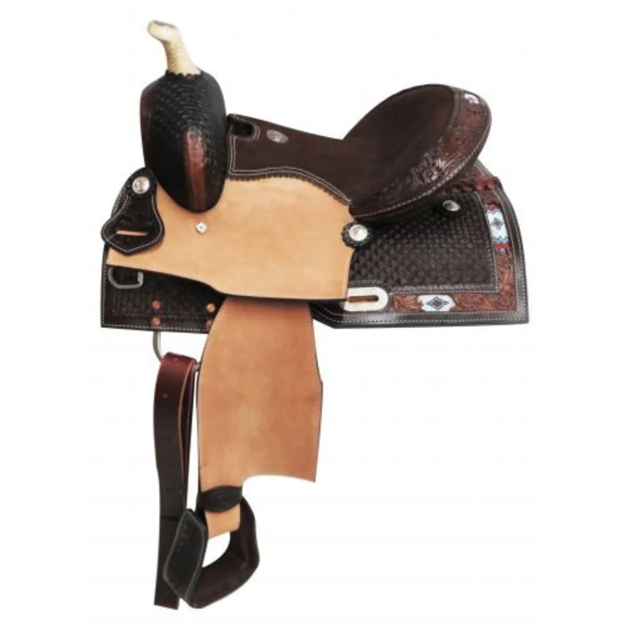 13" DOUBLE T PONY/YOUTH SADDLE WITH BEADED INLAY