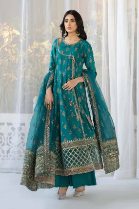 3 Piece Printed Raw Silk Suit | SF-EF24-23