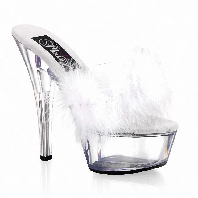 6 inch High heeled shoes Clear lace Sexy Fetish Outer wear 15cm Models Party Cross dressing platform Feather Slippers