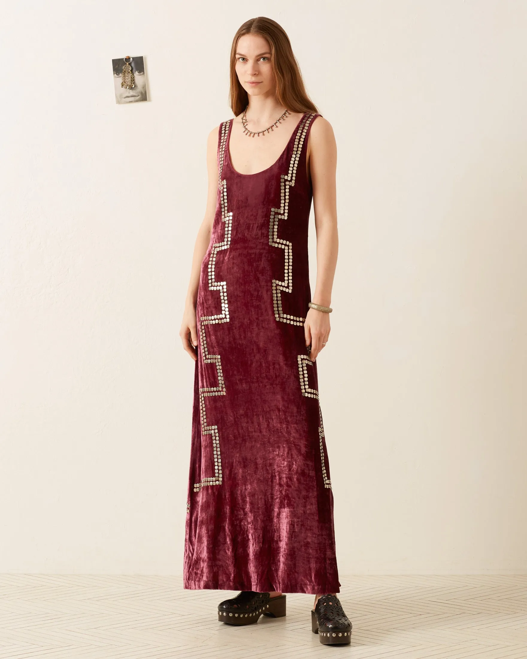 Adele Plum Velvet Dress