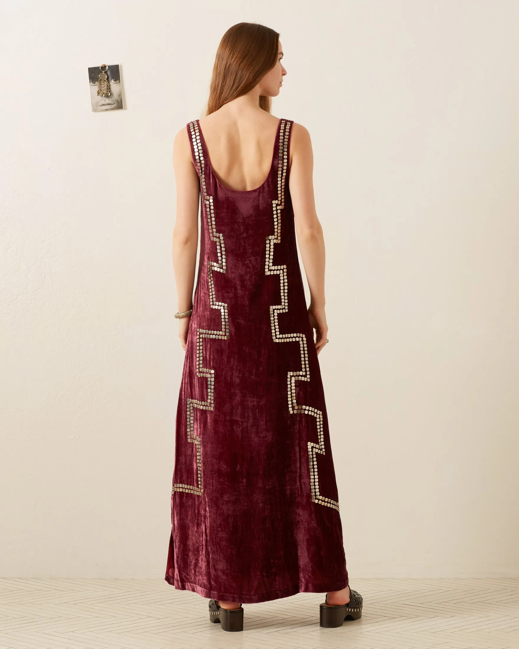 Adele Plum Velvet Dress