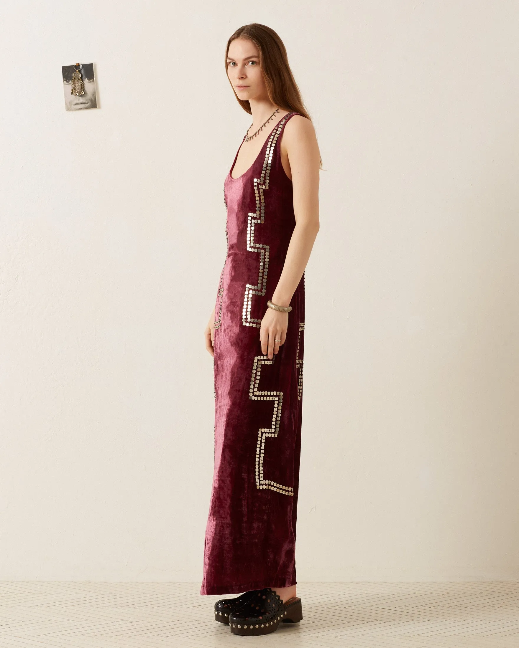 Adele Plum Velvet Dress