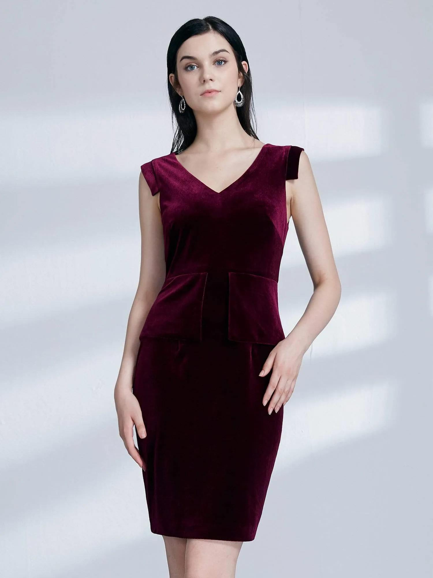 Alisa Pan Short Velvet Cocktail Dress with Peplum