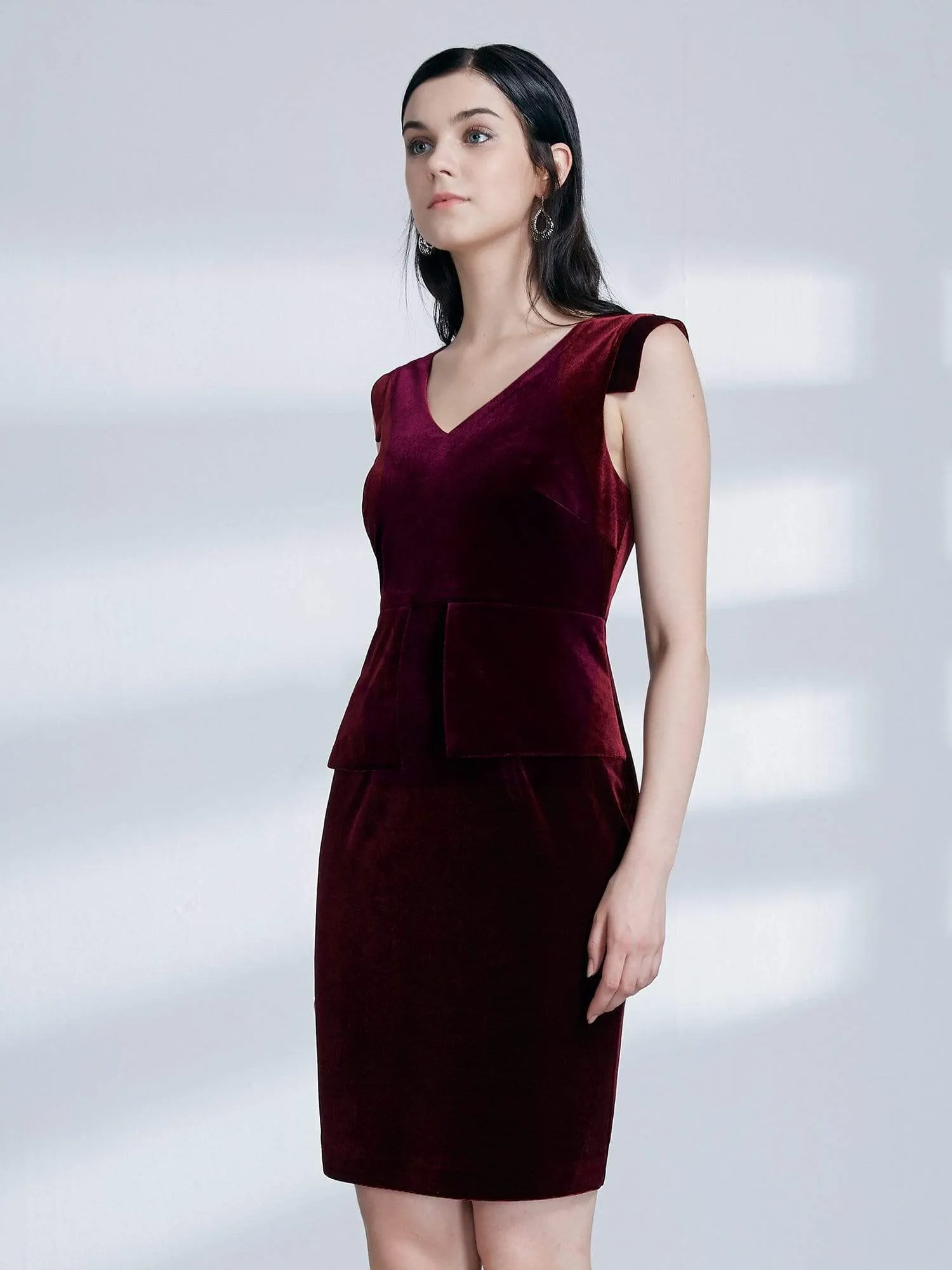 Alisa Pan Short Velvet Cocktail Dress with Peplum