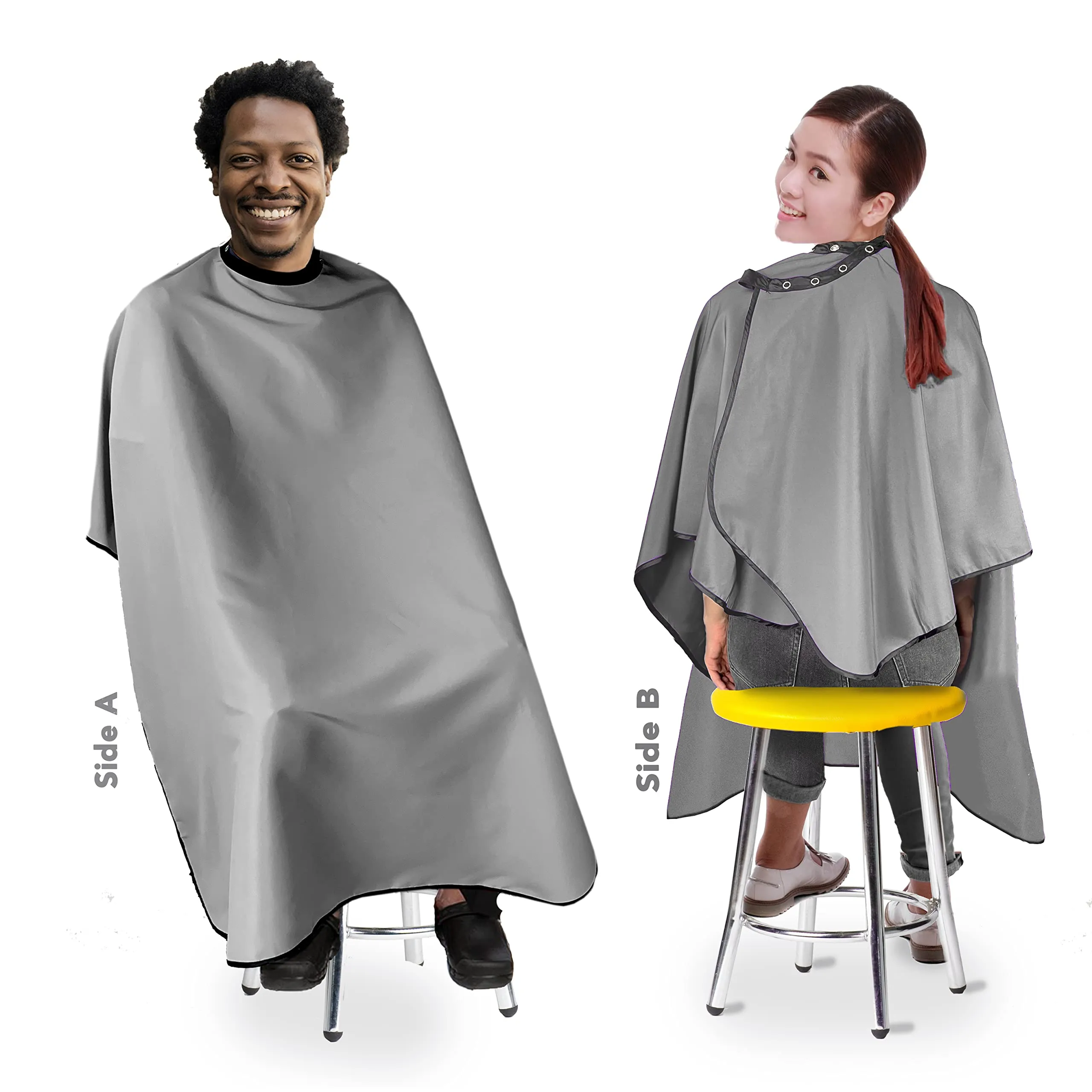 Allegro Combs Hair Cutting Cape Haircut Barber Apron Hair Stylist For Men Hair Cape Kids Cutting Adjustable Water Resistant One-Size-Fits-All 46 X 60 In. 1 Pc. (Gray)