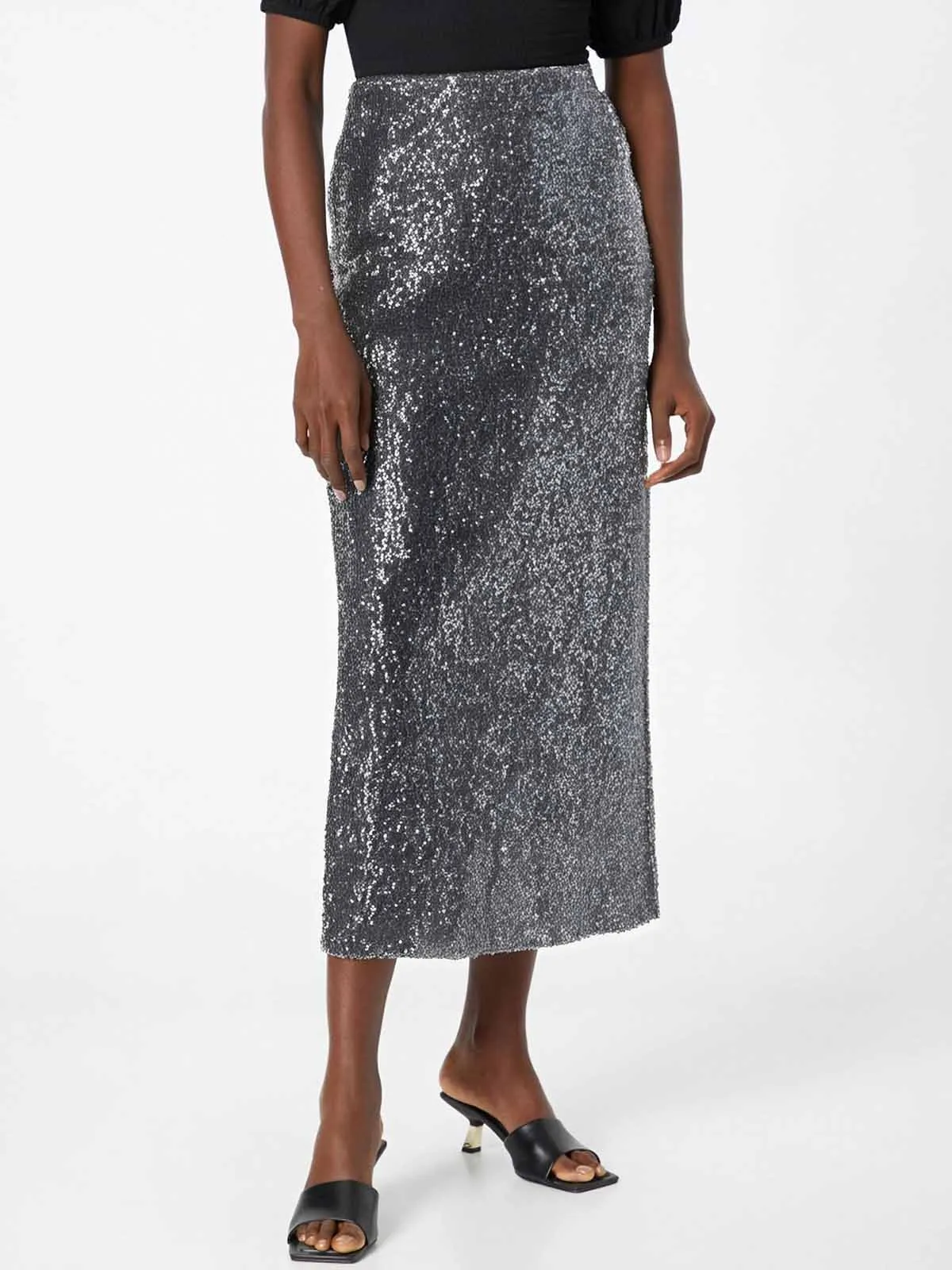 ASOBIO Sequin Sheer Maxi Skirt