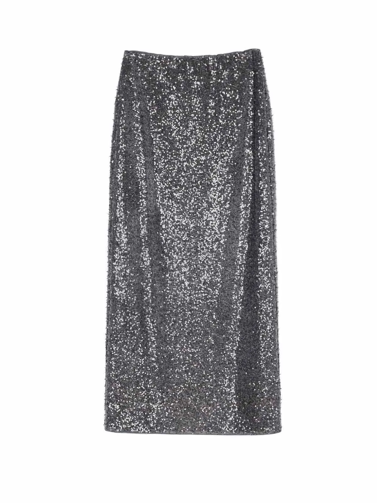 ASOBIO Sequin Sheer Maxi Skirt