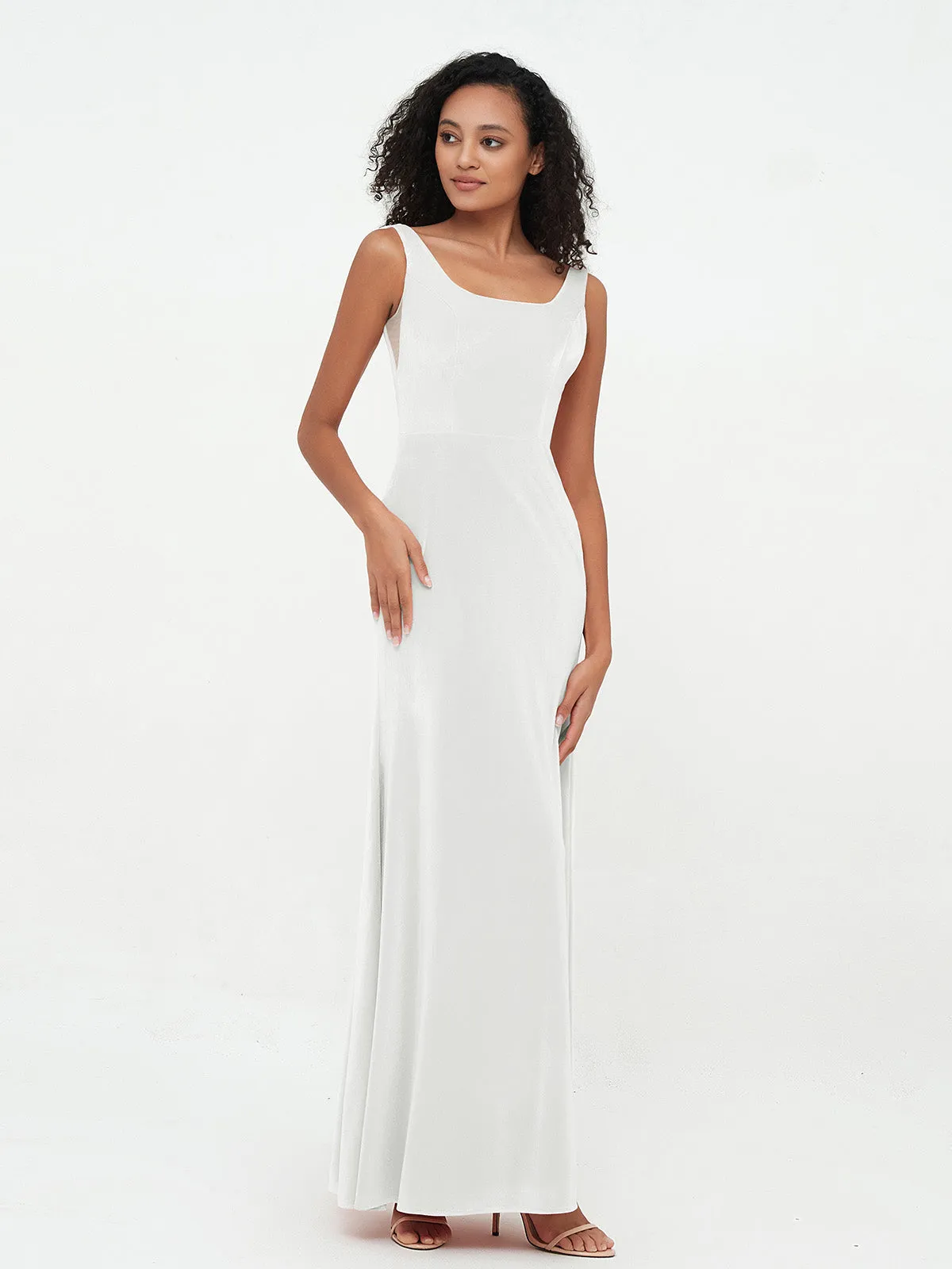 Bateau Neck Mermaid Long Velvet Dresses Ivory Plus Size