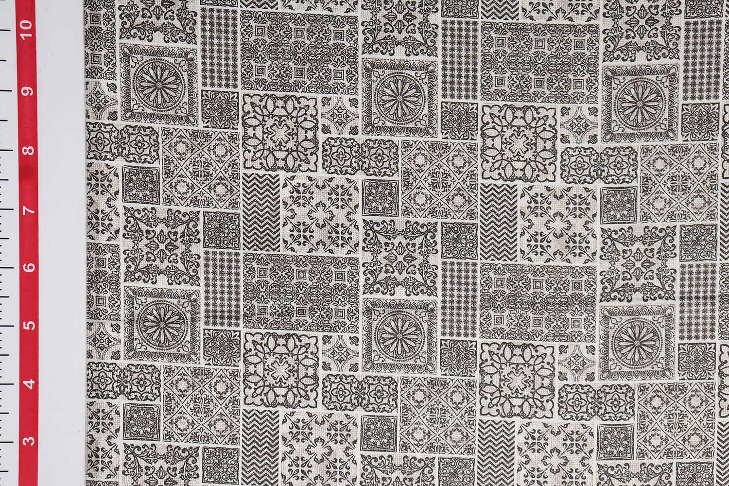 Black & White Traditional Printed Cotton Satin Fabric