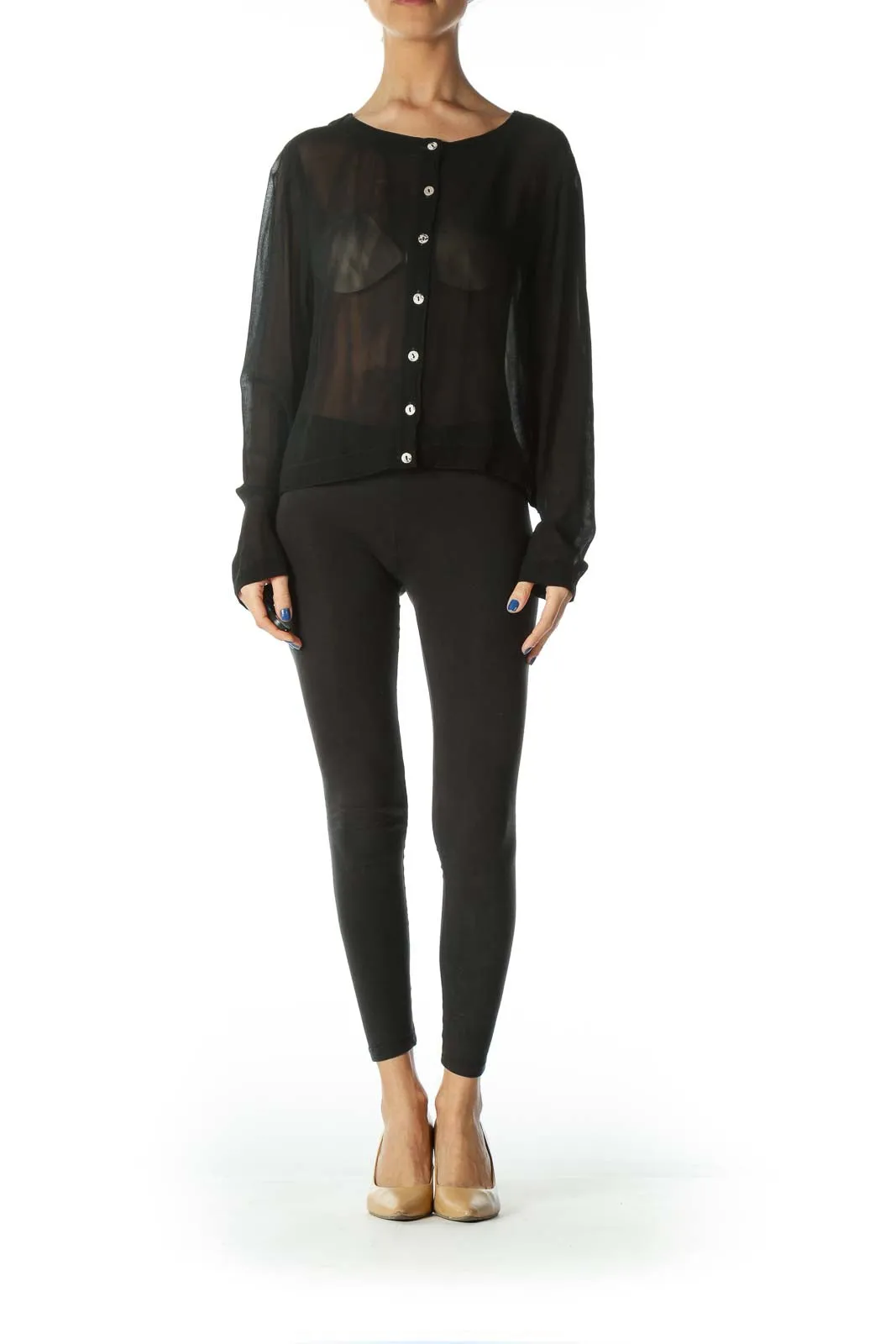 Black Sheer Cropped Blouse