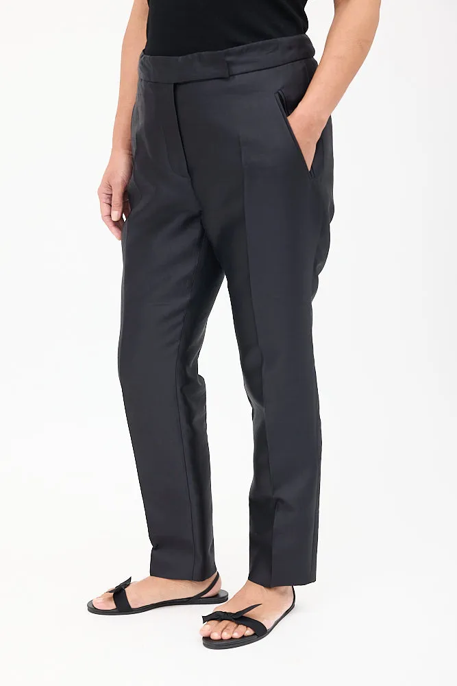 Black Wool & Silk Tapered Trouser