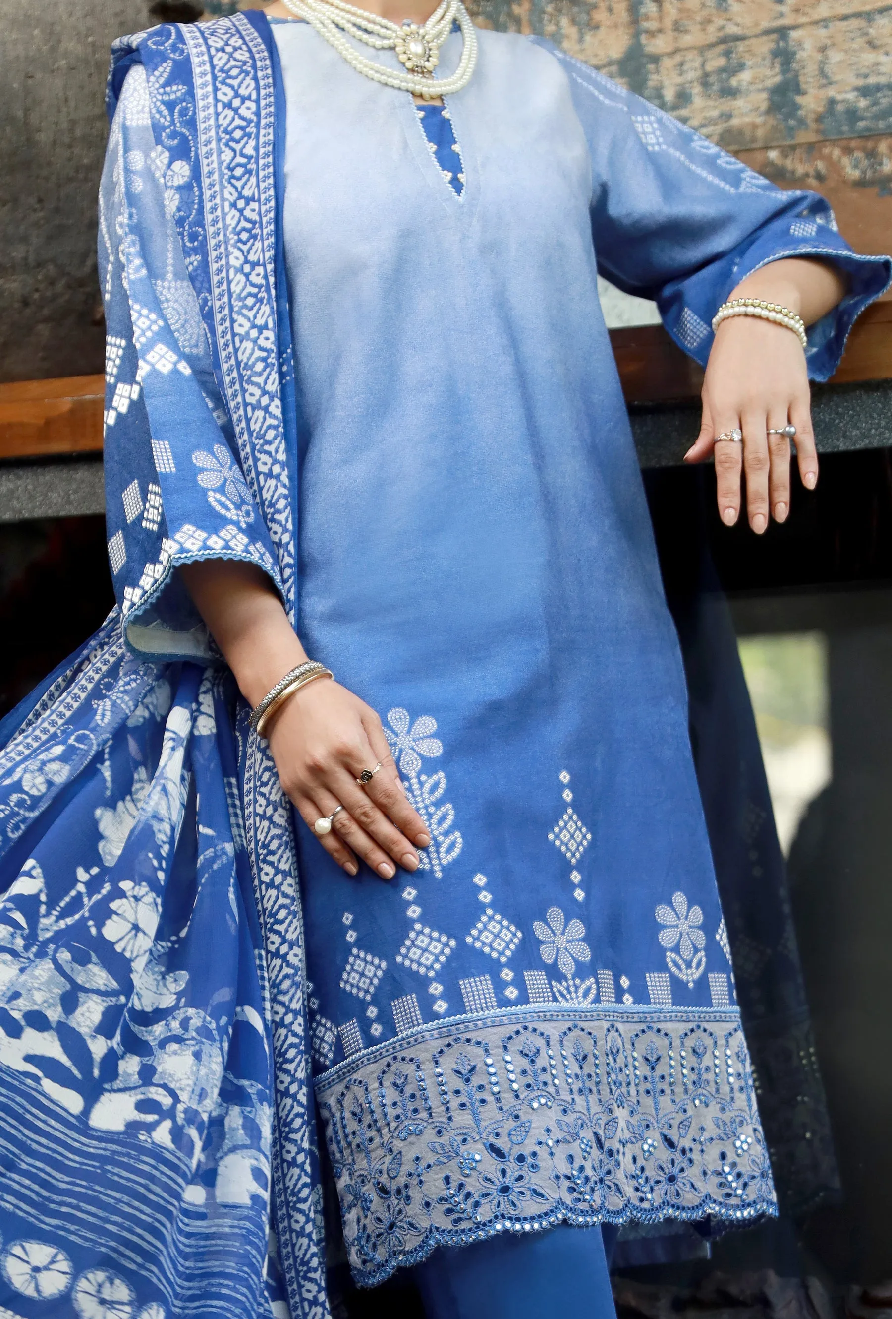 Blue Jacquard 3 Piece Stitched - ALP-3PS-1390