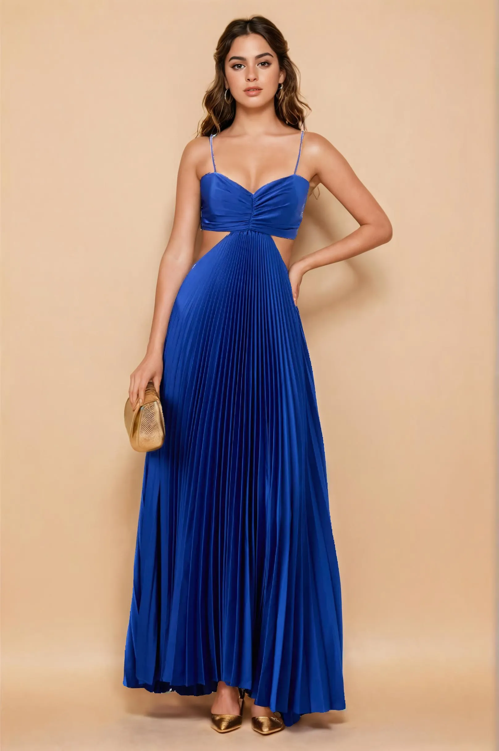 Blue Padded Maxi Dress