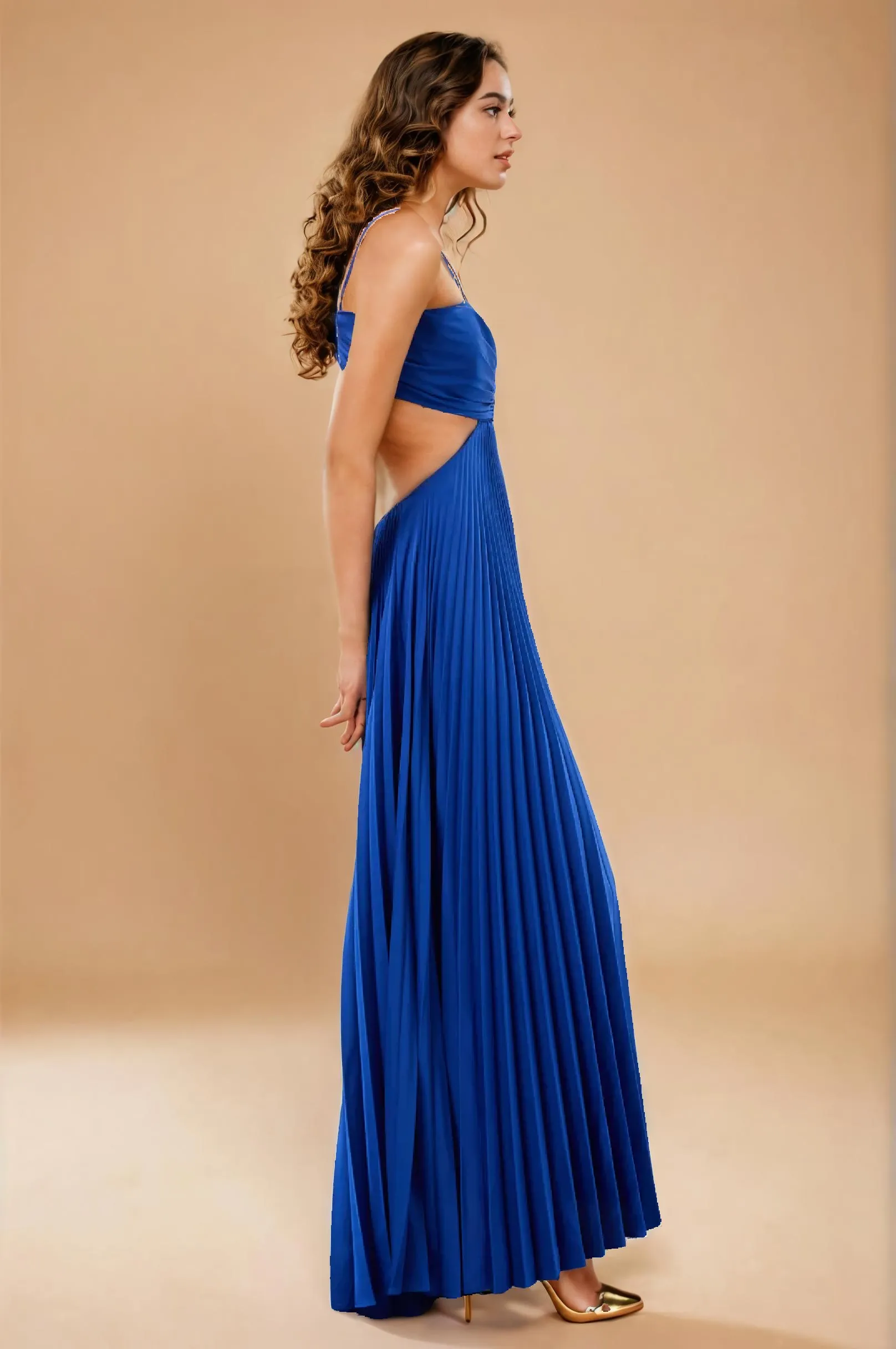 Blue Padded Maxi Dress